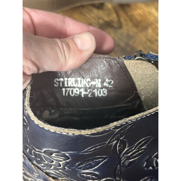 Spring Step L'Artiste Boots Women's 42 Blue Embroidered Leather Floral Braided - Picture 5 of 8